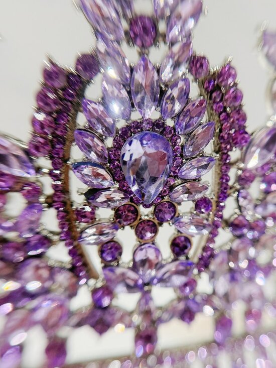 Lavender Crystal Crown, Silver Bridal Crown, Wedding Headpiece, Pageant Crown main image 5